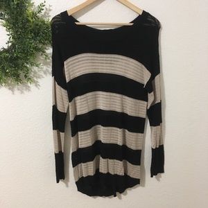 “Winter Clearance” AB Studio Black and Tan Striped Sweater